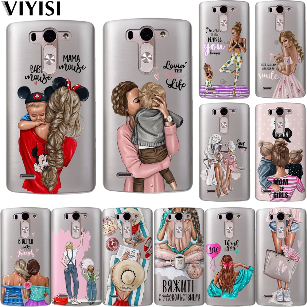 

Brown Hair Mama Baby Mouse Super Mom Girl Phone Case For LG G6 Q6 G3 G4 G5 G7 XPower 2 V30 Q8 K7 K8 K10 2017 Etui Coque