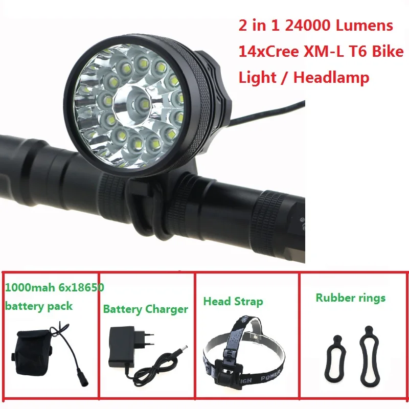 24000 люмен велосипедный шлем велосипедные фары 14x Cree XM L T6 светодиодные налобный