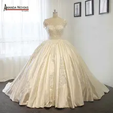 Потрясающее атласное свадебное платье большое бальное платье свадебное платье es Новинка