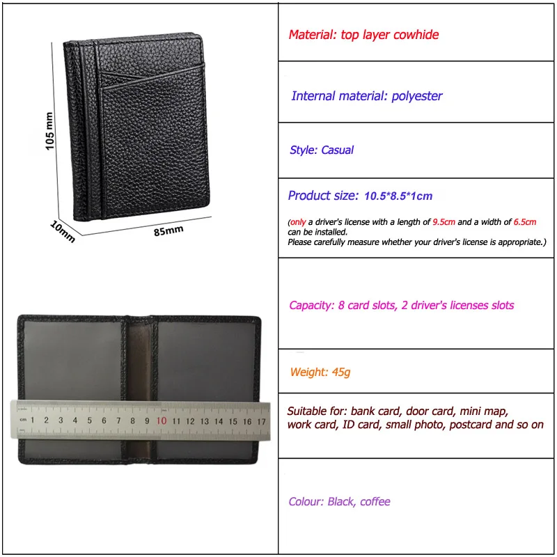 Driver License Cover Genuine Leather Business Card Holder Ultra-thin Cardholder For Auto Document Driver's License ID Card Case wallet card holder card holder credit card holder id card holder id card case wallet card bag business card holder document card wallet