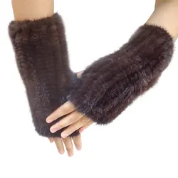 Women fashion fur gloves Mink knit gloves High density knit warm gloves free shipping