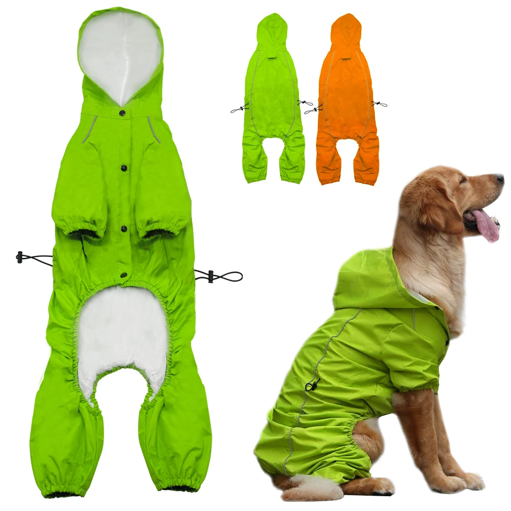 Pet Dog Hooded Raincoat for Medium to Large Dogs Reflective Dog