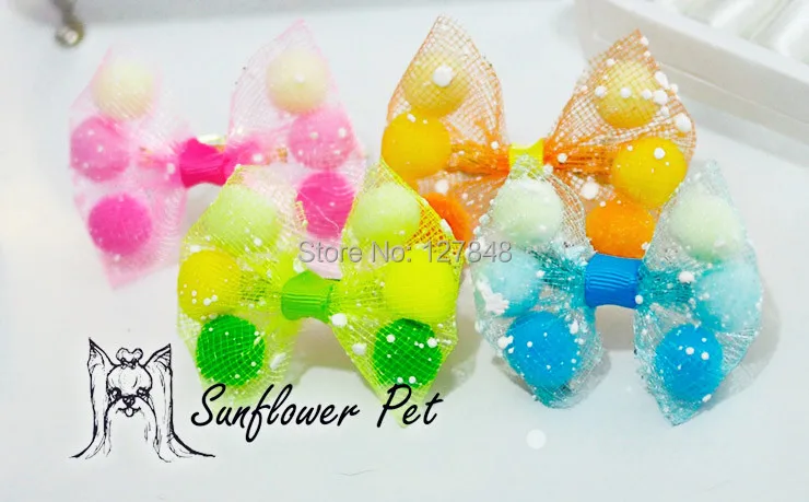 

Pet handmade custom color balls Maltese dog hair clips / Pet Acessories 12pcs/lot
