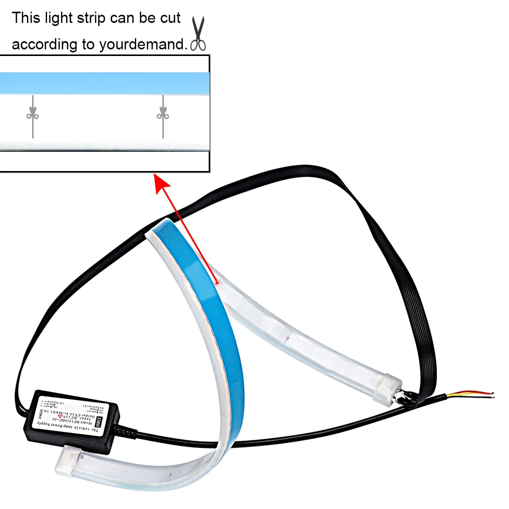 2PCS Thin Yellow Flowing Ice Blue LED Daytime Running Lights DRL Strip Dynamic Turn Signal Flexible Soft Strip Light Car Tuning 2PCS Thin Yellow Flowing Ice Blue LED Daytime Running Lights DRL Strip Dynamic Turn Signal Flexible Soft Strip Light Car Tuning