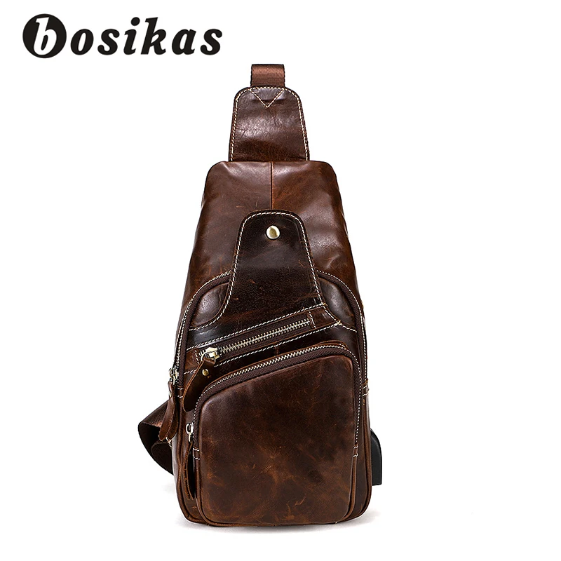 

BOSIKAS Men Bags Fashion Genuine Leather Crossbody Bags Men Casual Messenger Bag Small Brand Designer Male Phone Shoulder Bag
