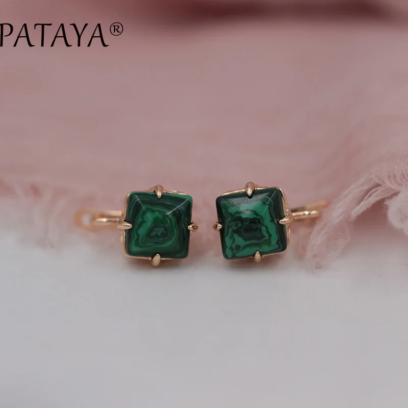 Новое поступление квадратные серьги PATAYA из искусственного камня 585 Роза Женские