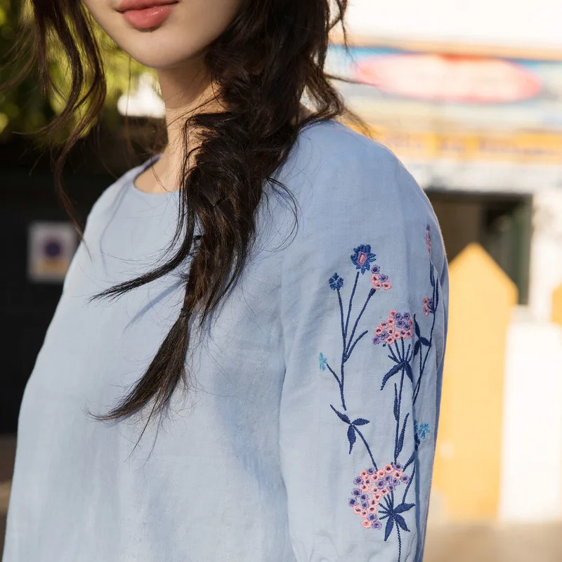 Inman Summer 2018 Woman Cotton Blouse Lotus Leaf Short Sleeve Tops Causal Embroidery Fresh Pink Woman Blouse Inman Summer 2018 Woman Cotton Blouse Lotus Leaf Short Sleeve Tops Causal Embroidery Fresh Pink Woman Blouse