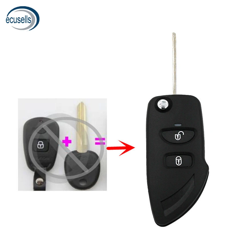 

Folding Remote Key Shell Case Fob 2 Button For Hyundai HAWTAI Santa Fe With Battery Holder Car Key Blank