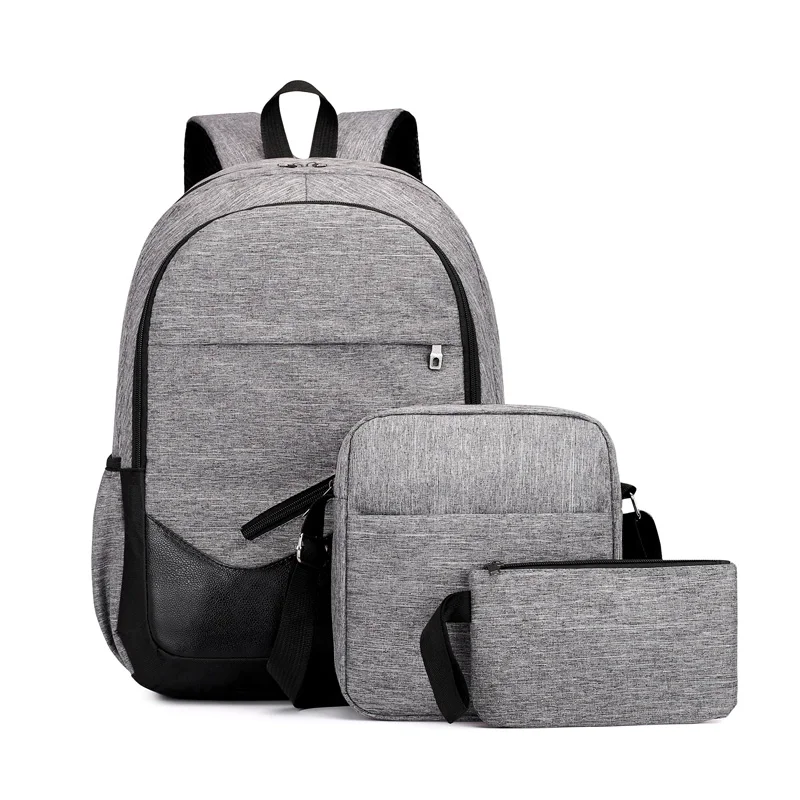 3Pcs/Lot School Backpack For Teenager Fashion School Bag Shoulders Bags Large Capacity Durable Oxford SchoolBag Backpack Mochila - Цвет: Gray
