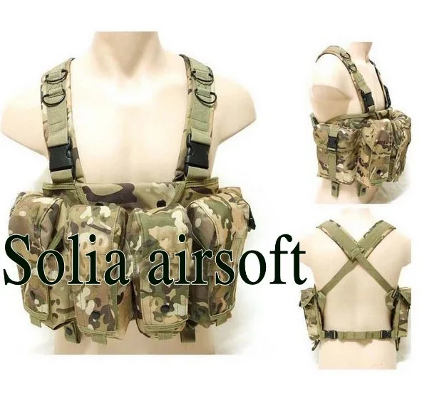 

tactical airsoft vest large capacity magazine AK Rig carrier combat vest CP Multicam