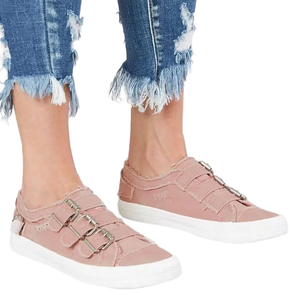 

Summer Couple Casual Canvas Shoes Fashion Flat-Bottomed Belt Buckle Single Shoes Women's Peas Shoes Low Heel Big Size 35-43