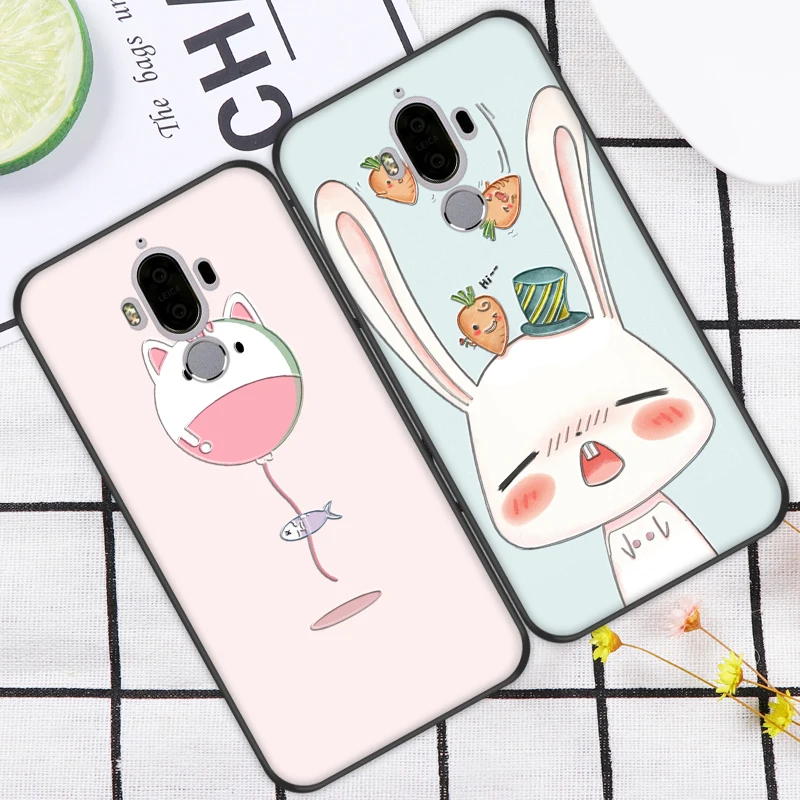 

3D Lovely Phone Case For Huawei Mate 9 Cute Pig Pretty Flower Soft TPU Silicone Cover Bag For Huawei Mate 9 Phone Case