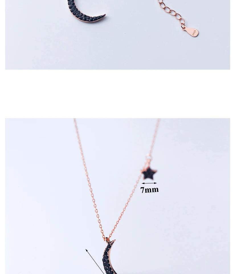New Minimalist Jewelry Women's Fashion 925 Sterling Silver Moon Star Pendant Chokers Necklace Girl Lady Collier Argent 925 Vrai (10)