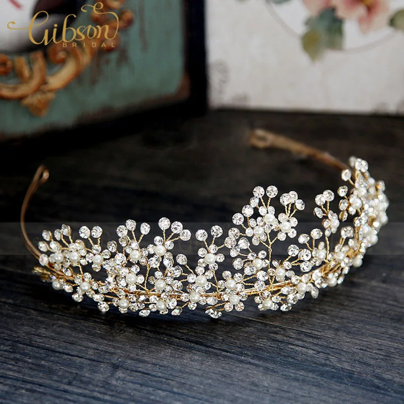 

Free Shipping Factory Sell 2016 New Babysbreath Floral Princess Crown For Girls Wedding Bridal Floral Tiara
