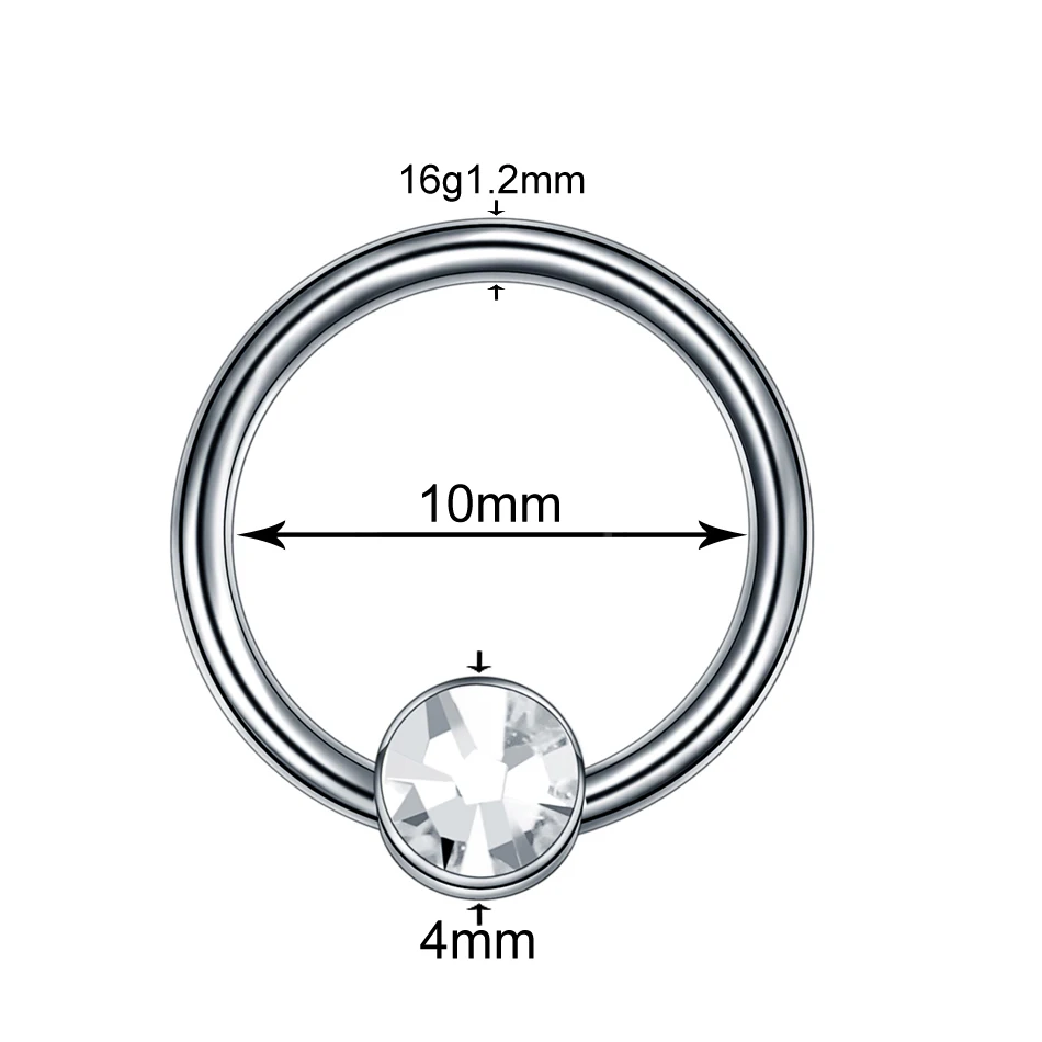 1 шт. G23 Титан с плоскими драгоценный камень CBR шарик БЦР спирали пирсинг, Септум Пронзительный нос губный серьги-гвоздики кольца для губ ювелирные изделия для пирсинга 16G