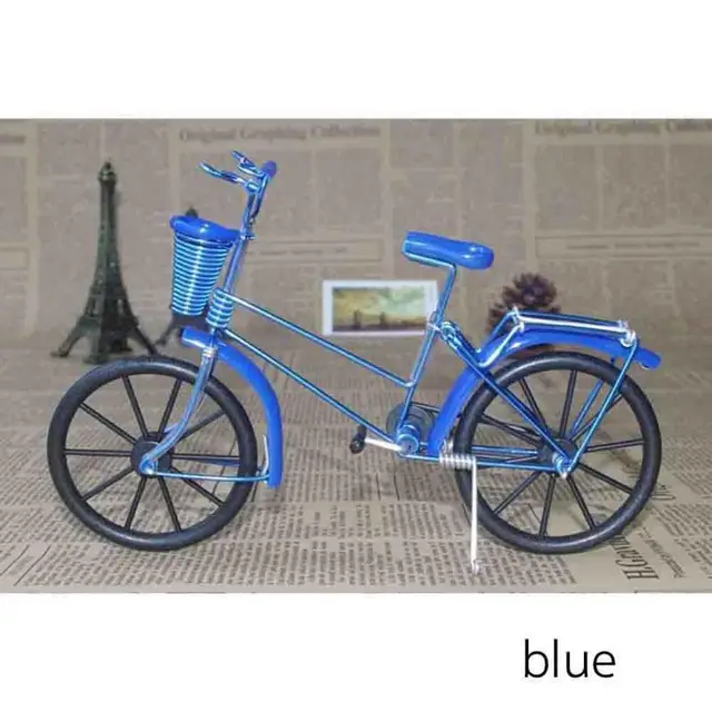 Antique Bicycle Bike Model Figurine Miniature Metal Craft Home Decor