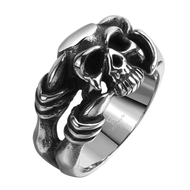 

Retro glamor punk style stainless steel skull ring Men's mysterious exaggerated party gift top quality Wild fashion jewelry