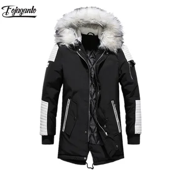 

FOJAGANTO Men Winter Jacket Fur Collar Parka 2019 Men's Parka Jacket Male Windproof Hooded Jacket Coat