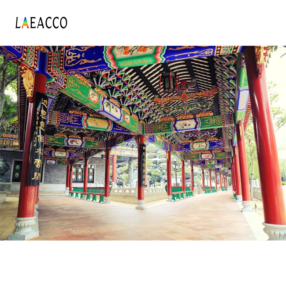 

Laeacco Chinese Ancient Architecture Pattern Beams Pillar Photo Backgrounds Customized Photographic Backdrops For Photo Stadio