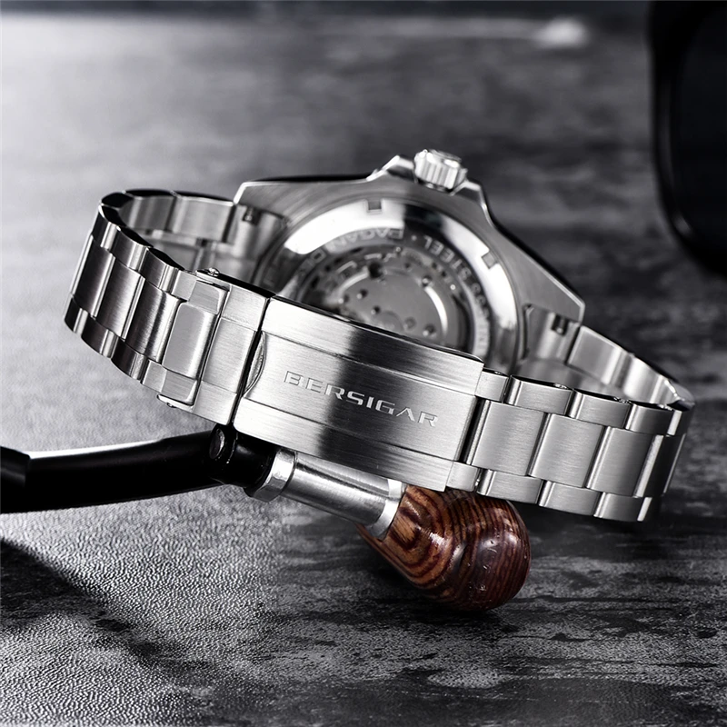 Relogio Masculino BERSIGAR ساعة رجالي الغوص ووتش الرجال الفولاذ المقاوم للصدأ للماء الرياضية الأعمال التلقائي الميكانيكية ووتش