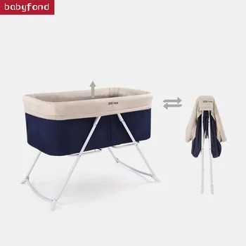 

bibilove cribs European-style free-fitted multi-function shaker baby bed foldable portable travel cradle bed