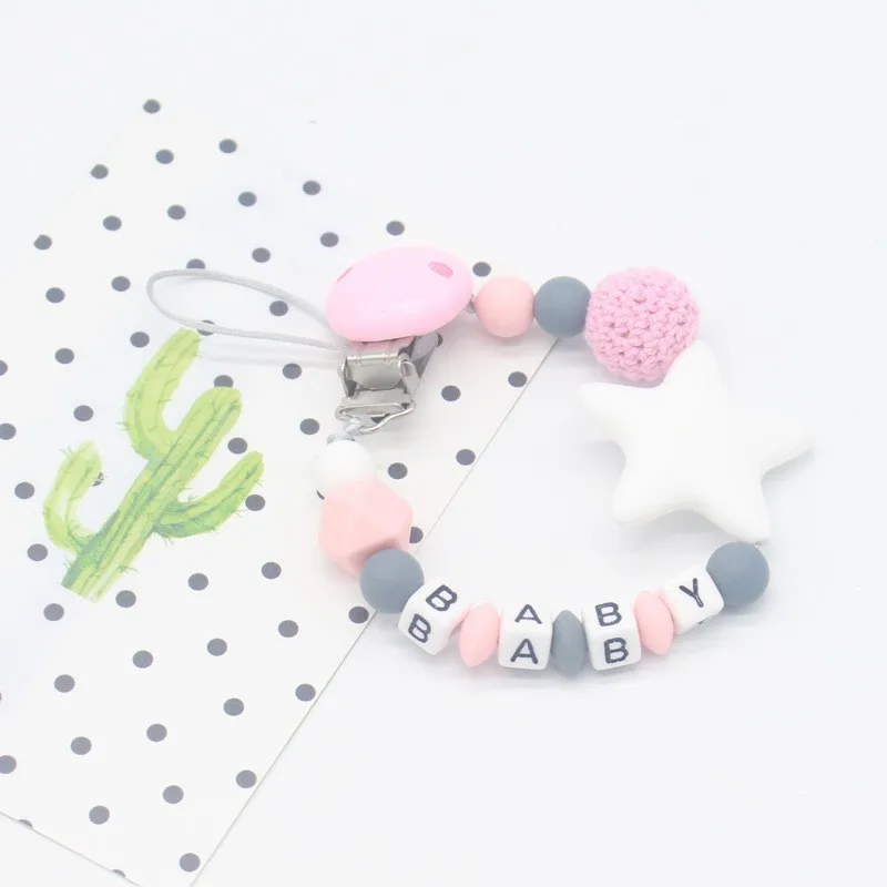

2019 New Hot Personalized Name Handmade Pacifier Clips Holder Chain Silicone Pacifier Chains Baby chupeta Teether Teething Chain