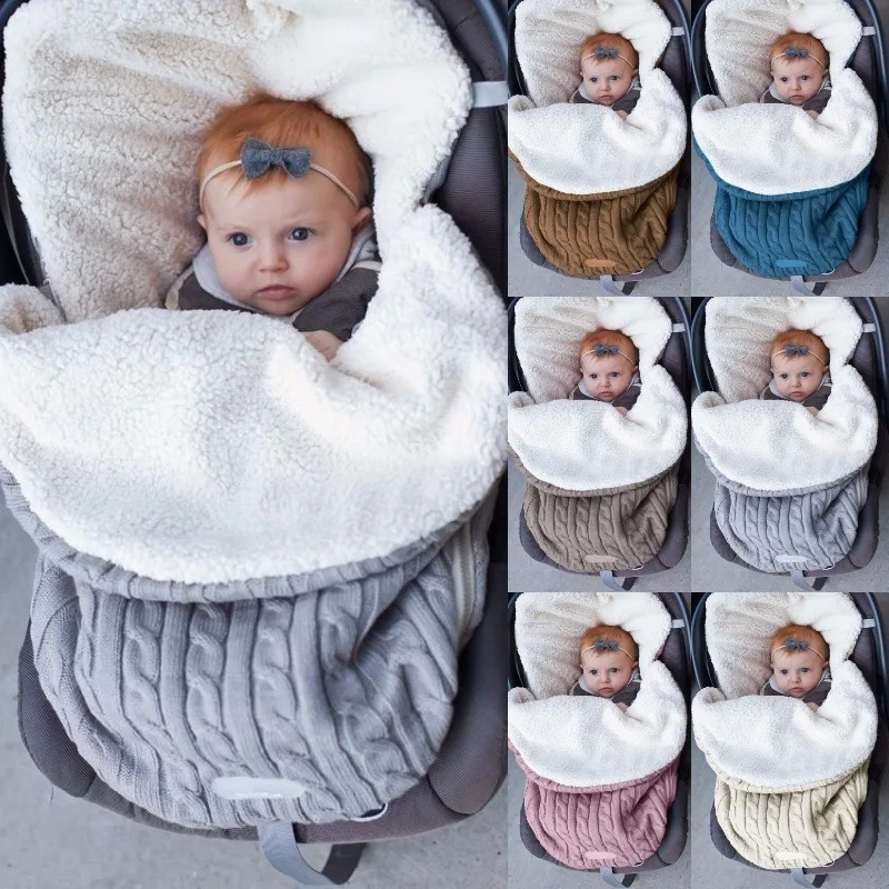 

Hot Thick Baby Swaddle Wrap Knit Envelope Newborn Sleeping Bag Baby Warm Swaddling Blanket Infant Stroller Footmuff Sleep Sack