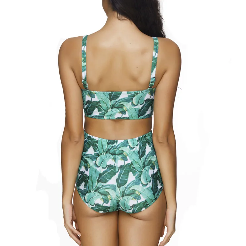 FS Sexy листья Tropical Print слинг купальники купальник ретро комплекты бикини Push Up