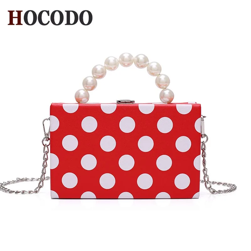 

HOCODO Summer Fashion Small Bag Female 2018 New Wild Shoulder Bag Chain Wave Point Pearl Handbag crossbody bags for women