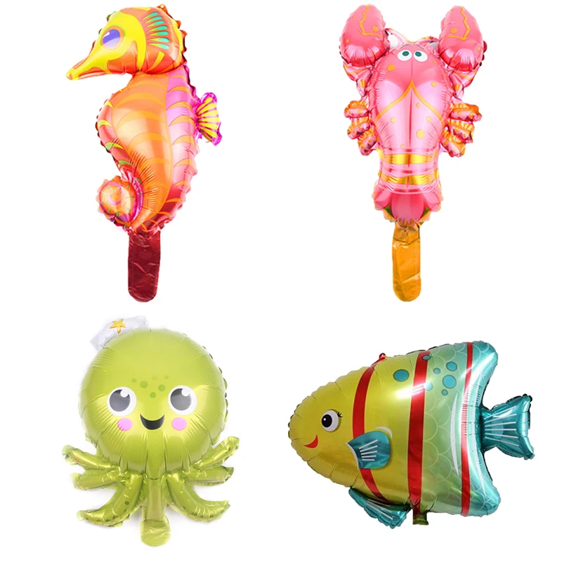 

Fish Animal Balloons Birthday Party Shark lobster octopus Clown Fish Air Balaos Sea Theme Party Birthday Decor