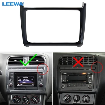 

LEEWA Glossy Black 2DIN Car Refitting Radio Stereo DVD Frame Fascia Dash Panel Installation Kits For Volkswagen Polo(Typ6C;2014+