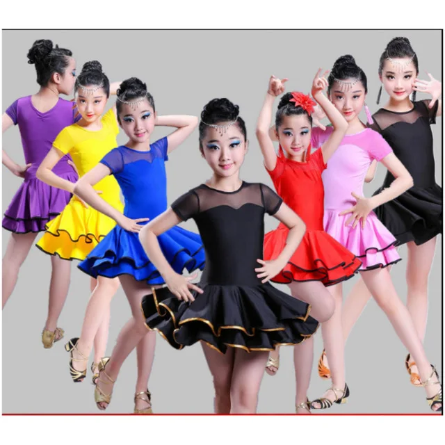 2019 New Arrival Girl Latin Dance Dress Child Fitness Samba Chacha Dancing Suit Students Rumba Showing Uniform | Тематическая