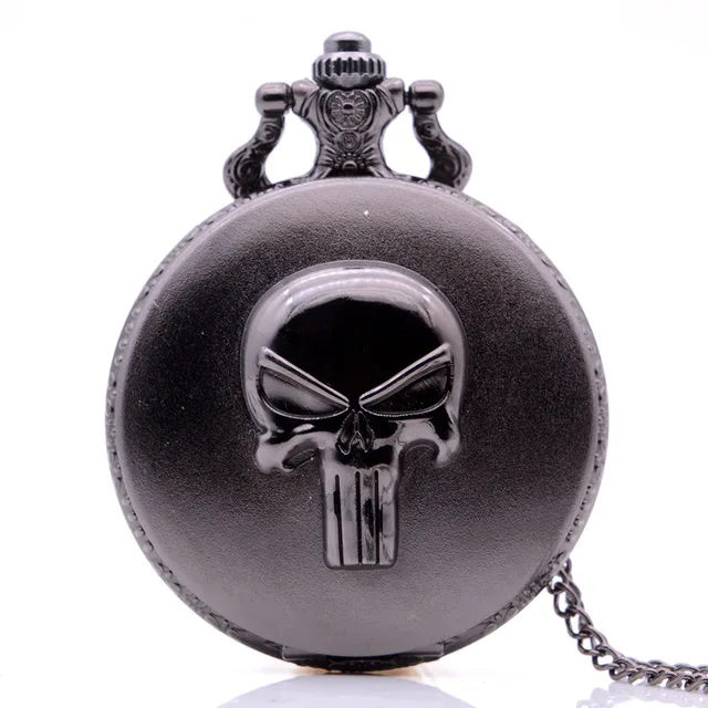 Drop Shipping Vintage Antique The Punisher Skull Quartz Pocket Watch Analog Pend Drop Shipping Vintage Antique The Punisher Skull Quartz Pocket Watch Analog Pend