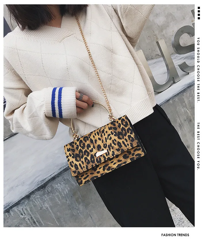 

Small bag female New chain shoulder bag Messeng all match messenger bag leopard small square handbag chic