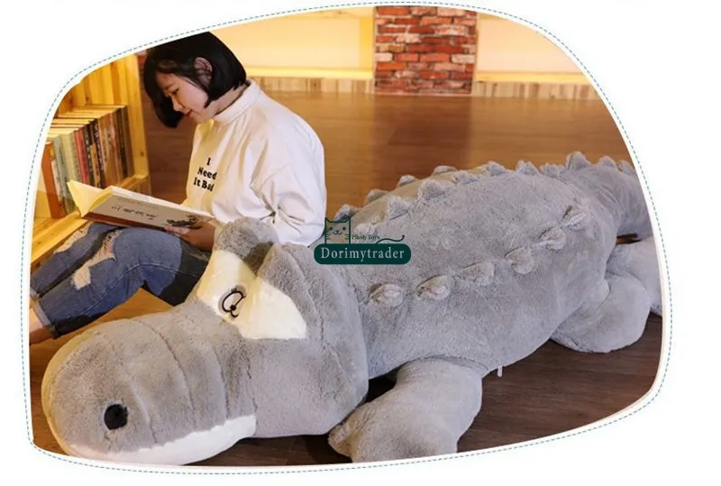 Dorimytrader 200cm Huge Cute Simulated Animal  Crocodile Stuffed Pillow Cushion Big Cartoon Alligator Plush Toy Kids Doll Present DY60155(6)