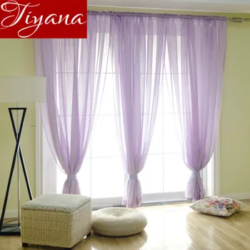 

Curtains Purple Solid Voile Gray Window Modern Living Room Bedroom Balcony Tulle Curtain Kitchen Sheer Fabric Cortinas T&276 #30