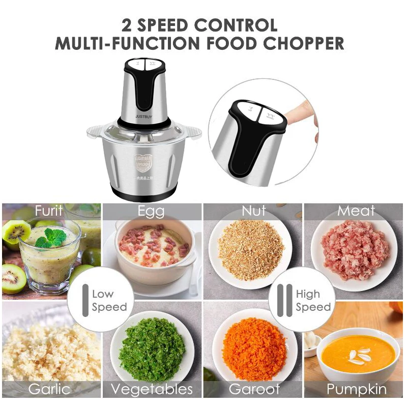 Tanie Dwie prędkości ze stali nierdzewnej maszynka do mielenia mięsa Chopper elektryczny automat do mielenia mięsa wysokiej jakości młynek do użytku domowego robot kuchenny