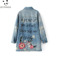 Новинка года, осенняя женская повседневная куртка в винтажном стиле с вышивкой, цветочное отверстие, широкие приталенные пальто куртки с рисунком граффити HF338