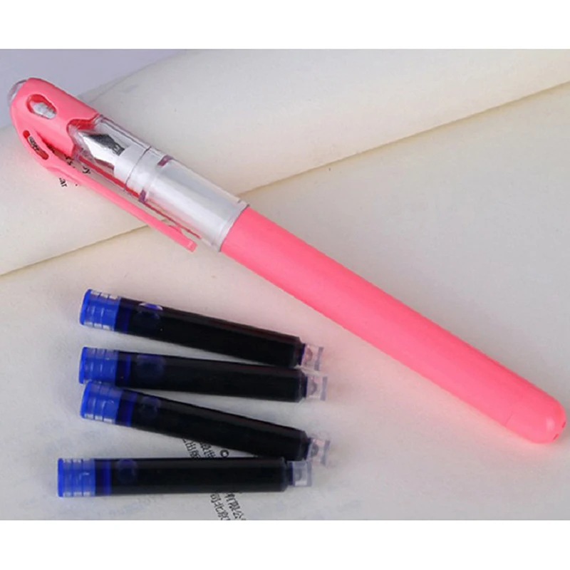 1PC Pen and 4 PCS Ink Fountain Pen for Calligraphy Writing Korean Student Stationery Random Color