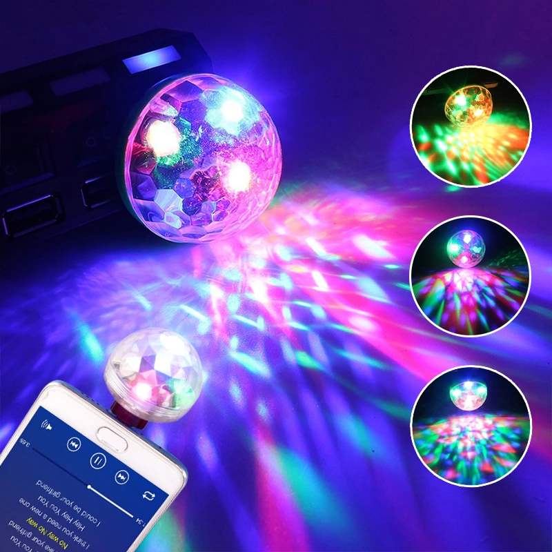 

USB Laser Light Mini RGB LED Disco Ball Shape Stage Effect Convenient Party Club DJ Light Mobile Phone PC Power Bank Stage Lamp