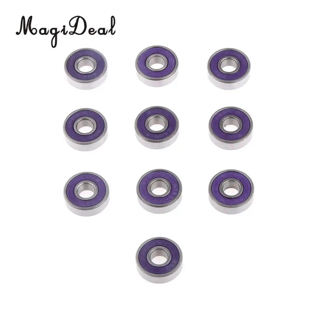 MagiDeal 10 Pieces Baby Scooter Skateboard Bearings ABEC 9 Speed Steel Purple 2.1cm | Спорт и развлечения
