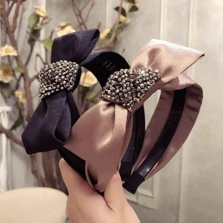 

Korea Boutique Made Crystal Fabric Retro Hair Accessories Diamond Hair Band Hair Bows Flower Crown Headbands For Women