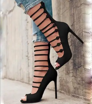 

Women Sexy Sandals Pumps Peep Toe Zip Zapatos Mujer Ladies Cut Out Shoes Woman Chaussure Thin High Heels Nightclub Rome F181668