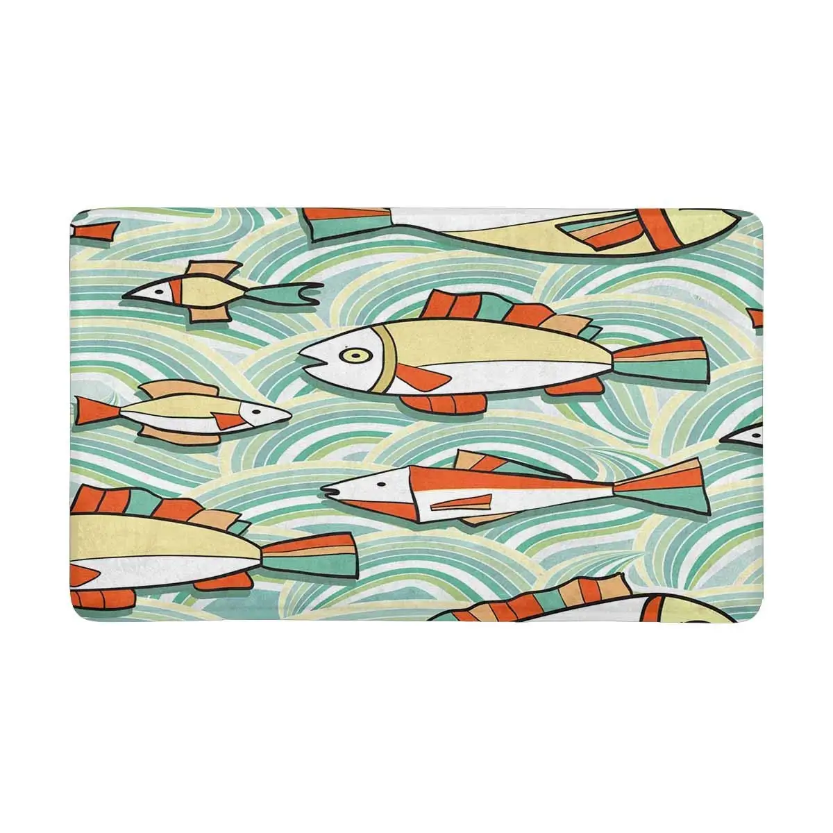Животные рыбки полосы яркие Нескользящие двери коврик Домашний декор крытый половик у двери