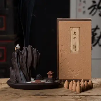 

32pcs/Box Sandalwood Incense Cone Smoke Backflow Incense Cones Natural Aroma Reflux Tower Incense Bullets Aromatherapy Fresh Air