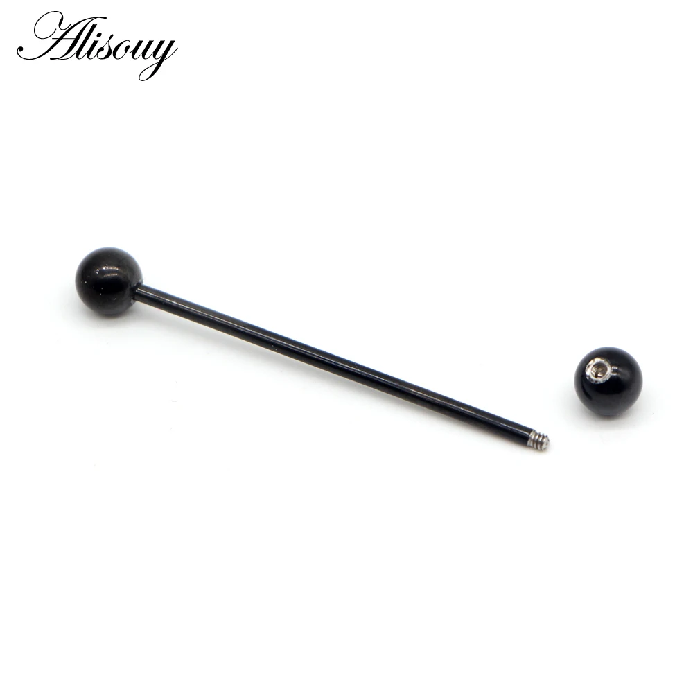 1PC 1.6*38mm Long Stainless Steel Industrial Piercing Ear Cartilage Plug Tunnel Jewelry Earring Straight Ear Barbell Jewelry