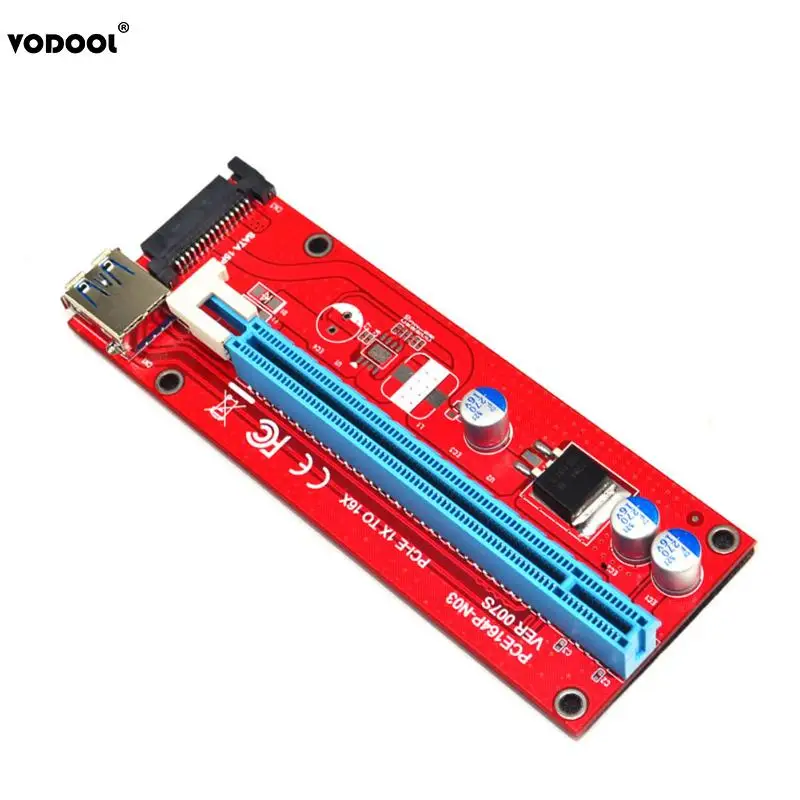 Новинка 007S PCI E расширитель переходная карта USB 3 0 164P Express 1x до 16x питания 6Pin SATA для