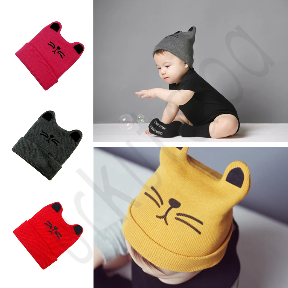 

Cute CANIS Soft Cute Cat Infant Toddler Baby Girl Boy Solid Winter Warm Knit Hat Beanie Cap