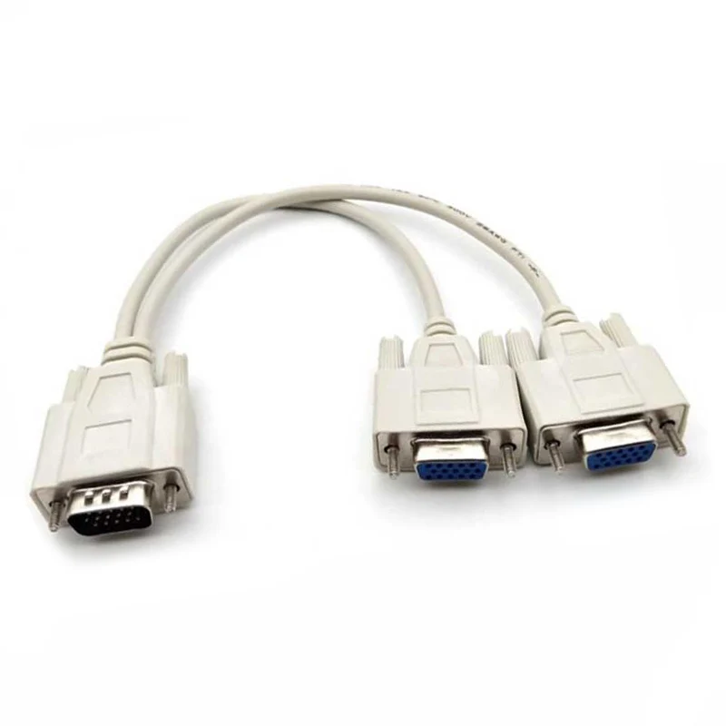 

Hot VGA Duplicator Cable 1 HDB 15 Male to 2 VGA HDB15 Female Splitter Double Monitor NK-Shopping