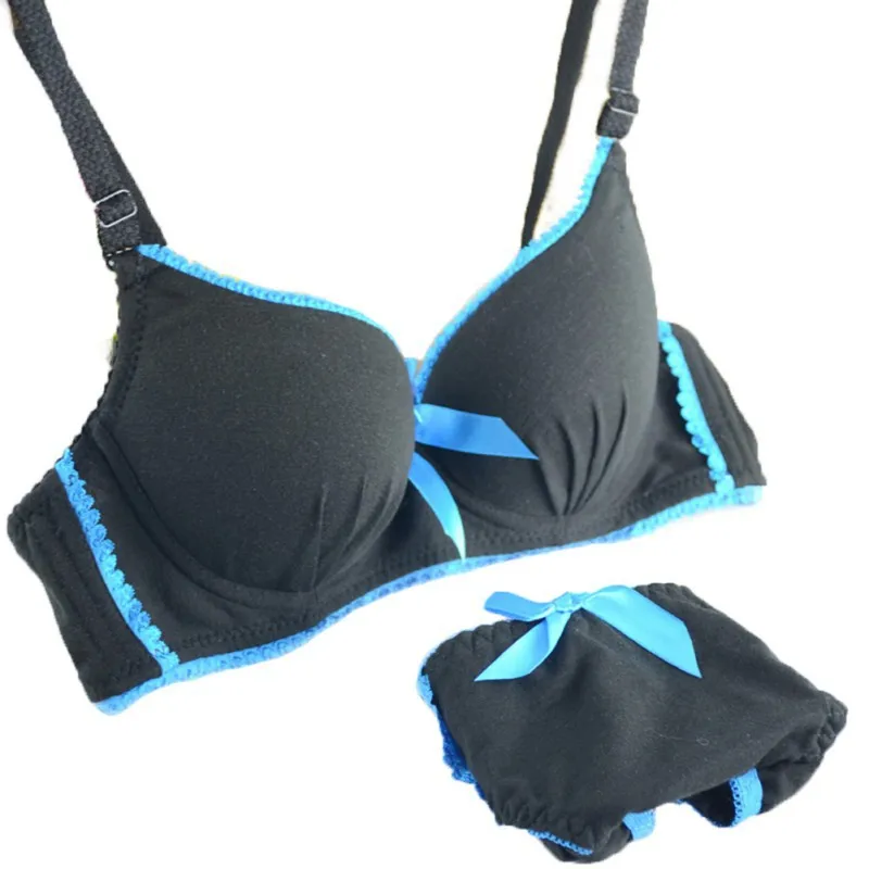 

Women Underwire Bra+Knicker Girl 2PCS Bra Set Padded Underwear Brassiere 32-36B